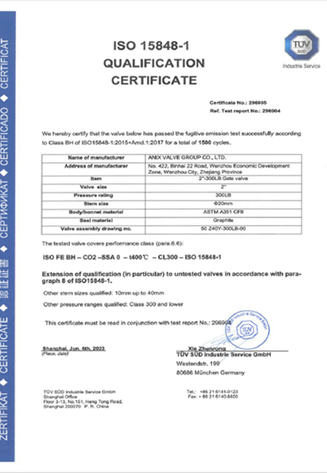 Type test certificate for special equipment