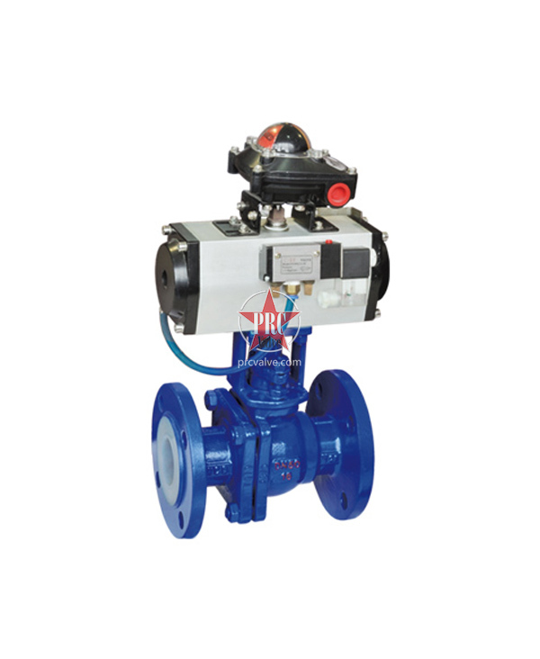 Fluorine-lined pneumatic ball valves